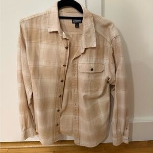 Patagonia Men’s Organic Cotton Tan White Plaid Shirt